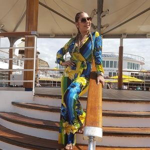 Floral blue jumpsuit